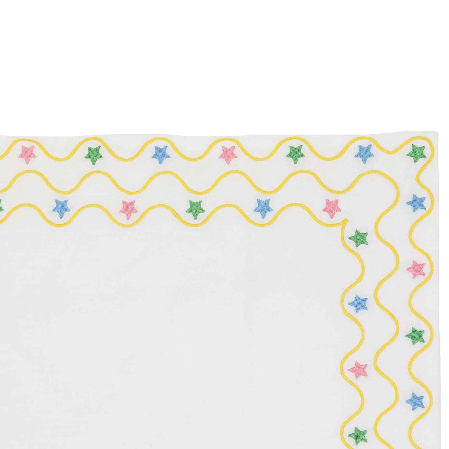 Set of 2 Star embroidered Pillowcases Yellow Multi