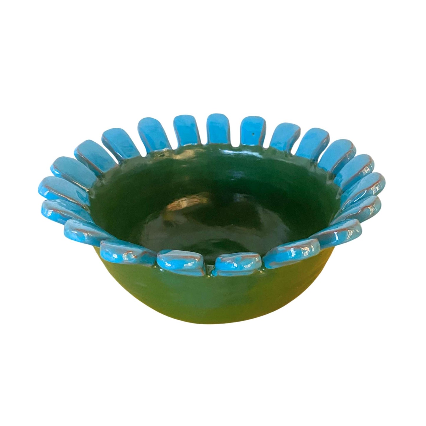Guatemalan Large Petal Bowl Green Blue