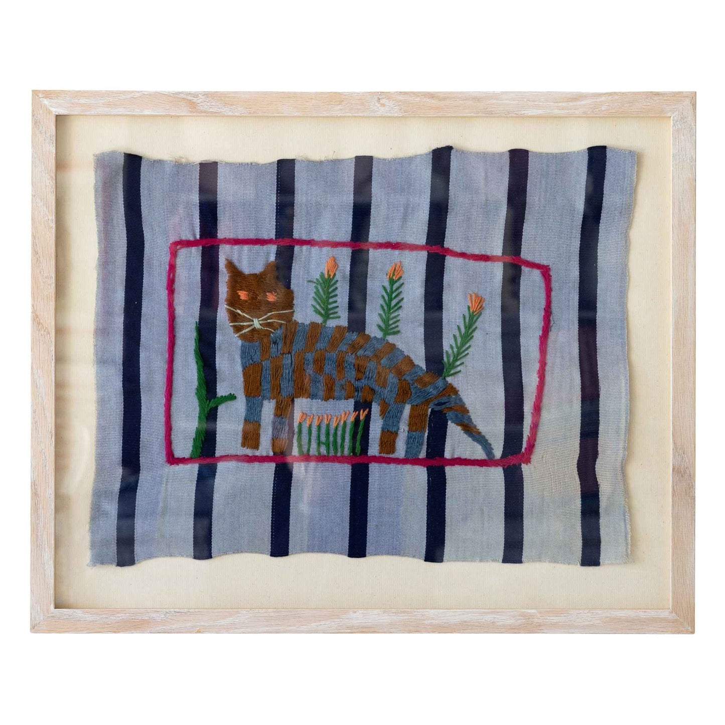 Guatemalan Tapestry - Brown And Blue Cat