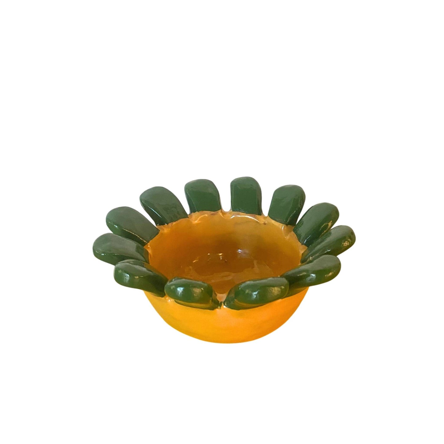 Guatemalan Small Petal Bowl Mustard Green