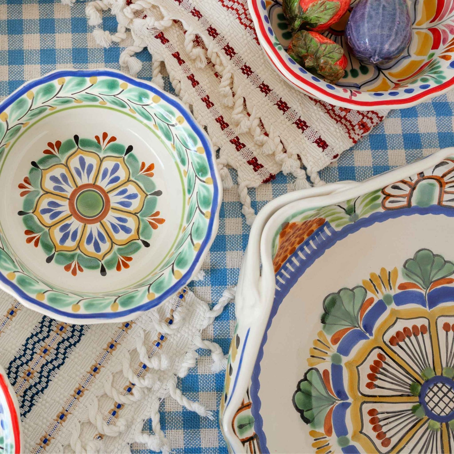 Serving Bowl with Handles Green