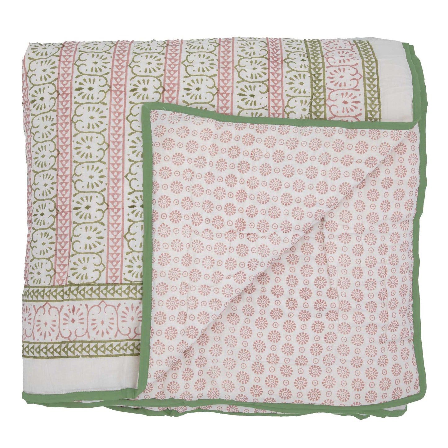 Double/King Azalea Quilt Pink Green reversible quilt wicklewood