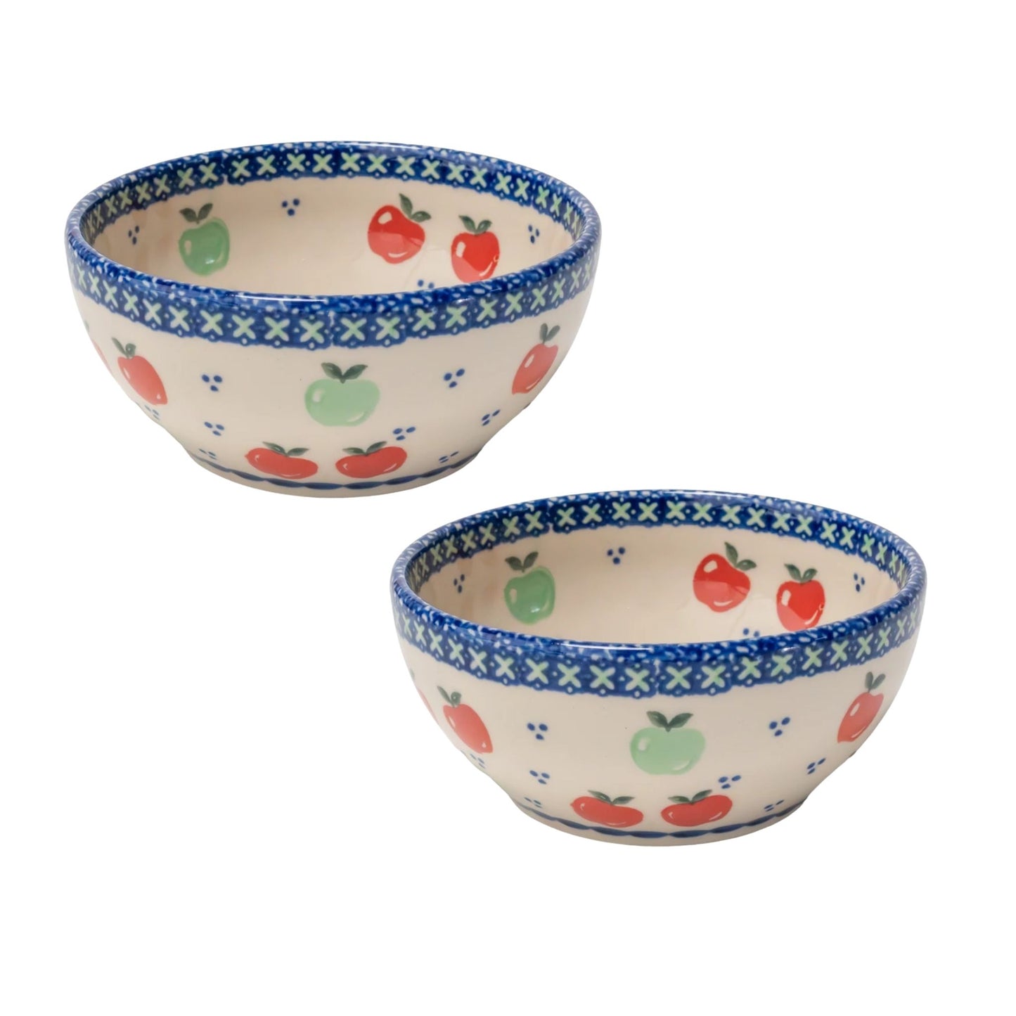 Set of 2 Apple Cereal Bowls Red Green