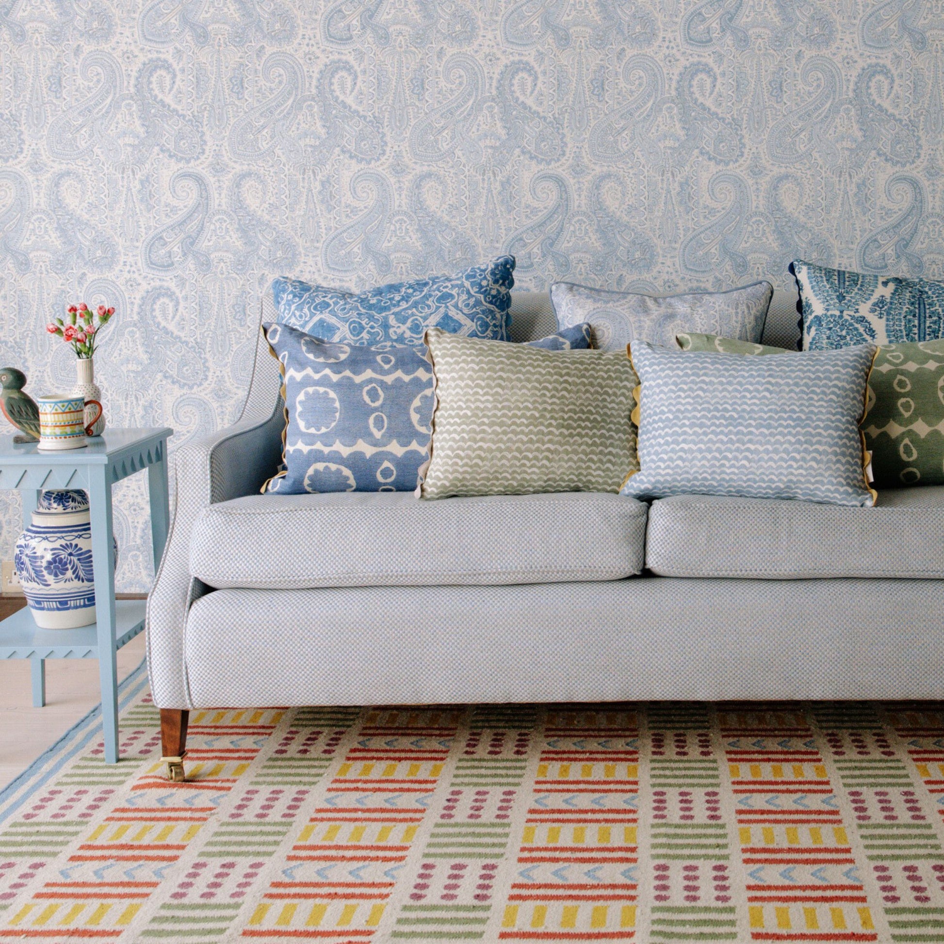 multicoloured woven rug