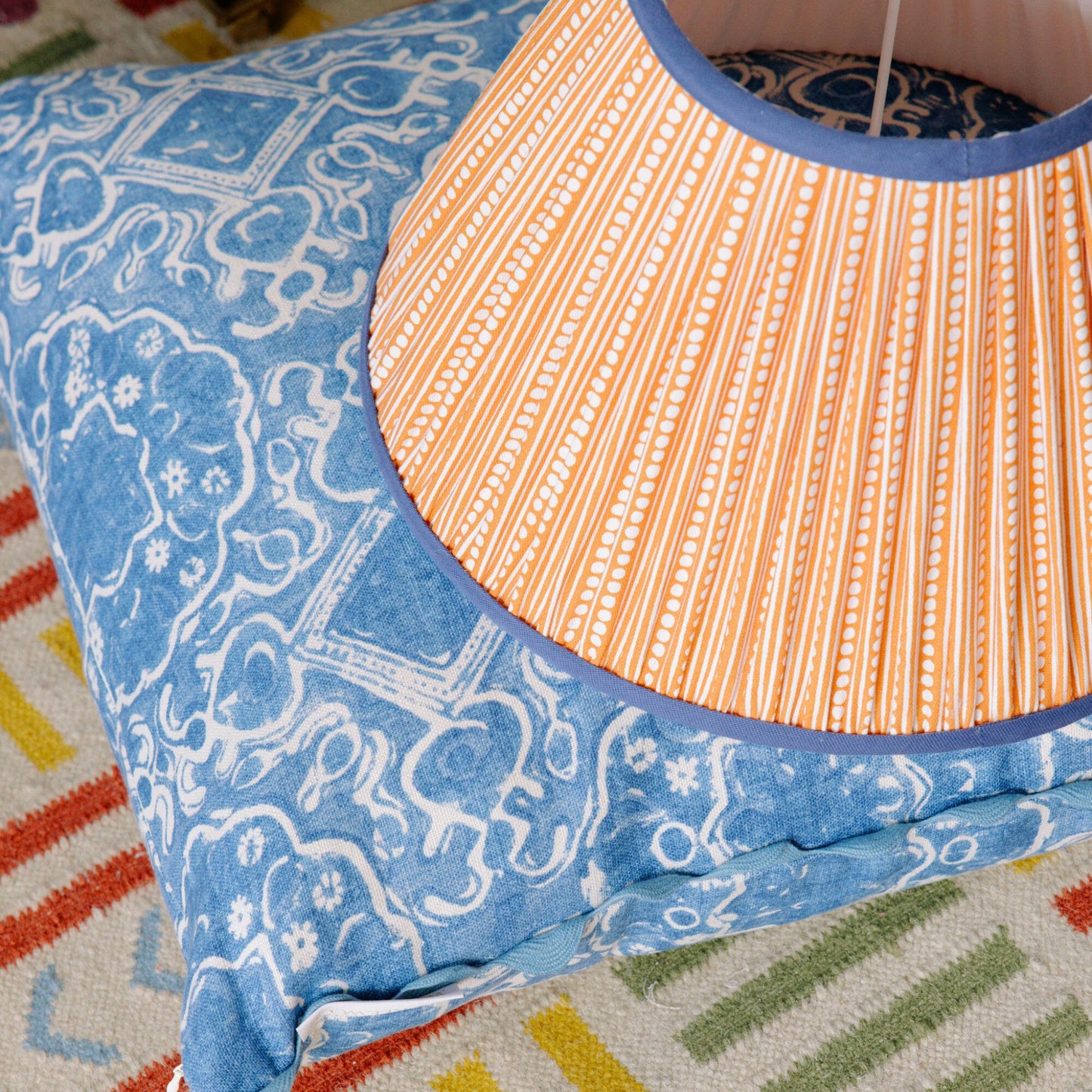 The Original Large Empire Lampshade Orange Blue