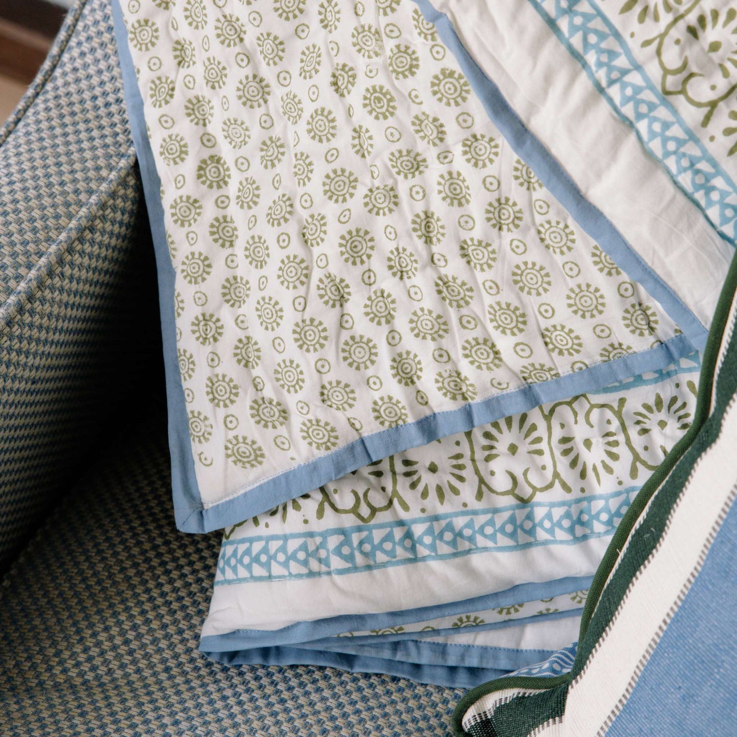 azalea blue green reversible quilt