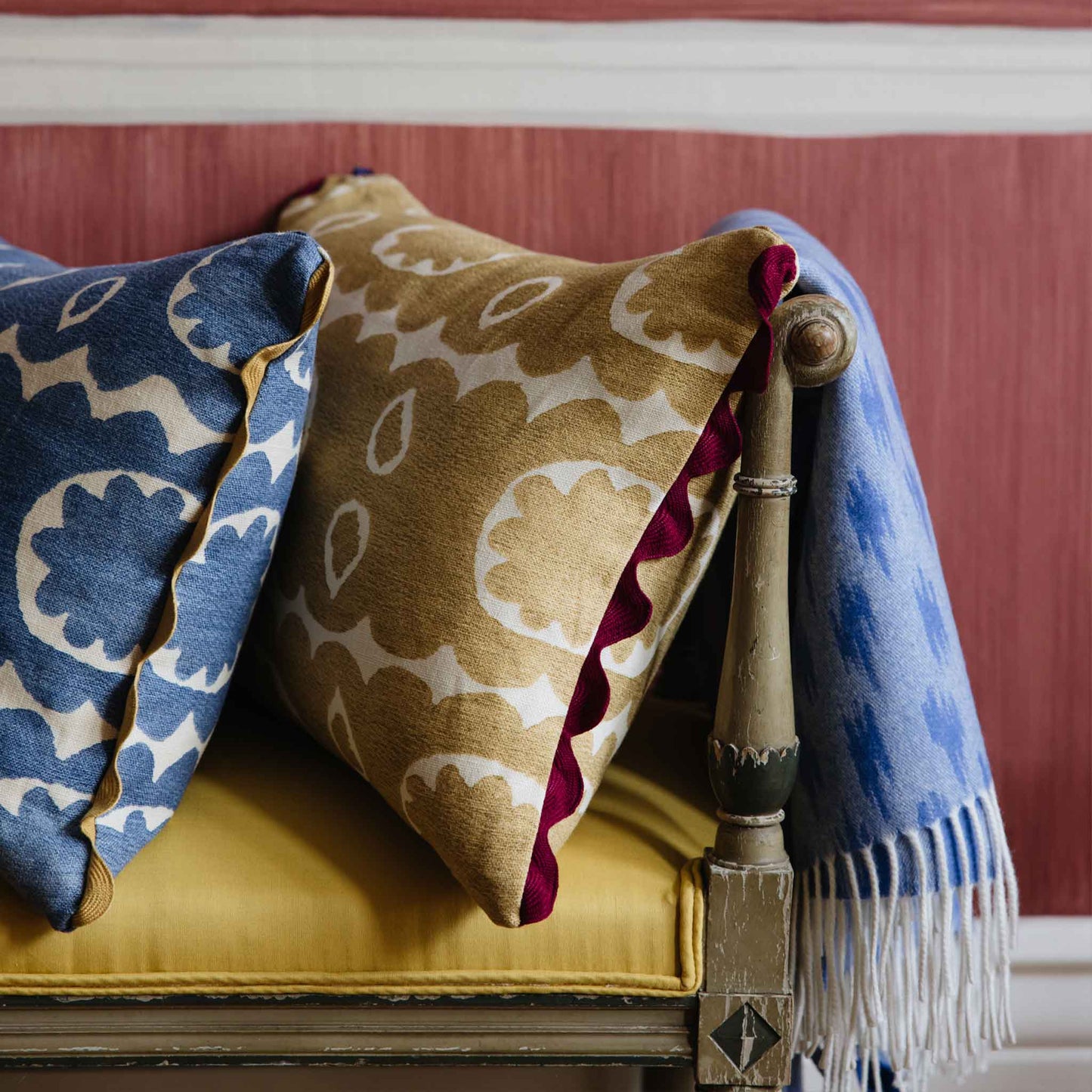 merino cashmere throw wicklewood blue kemble reversible