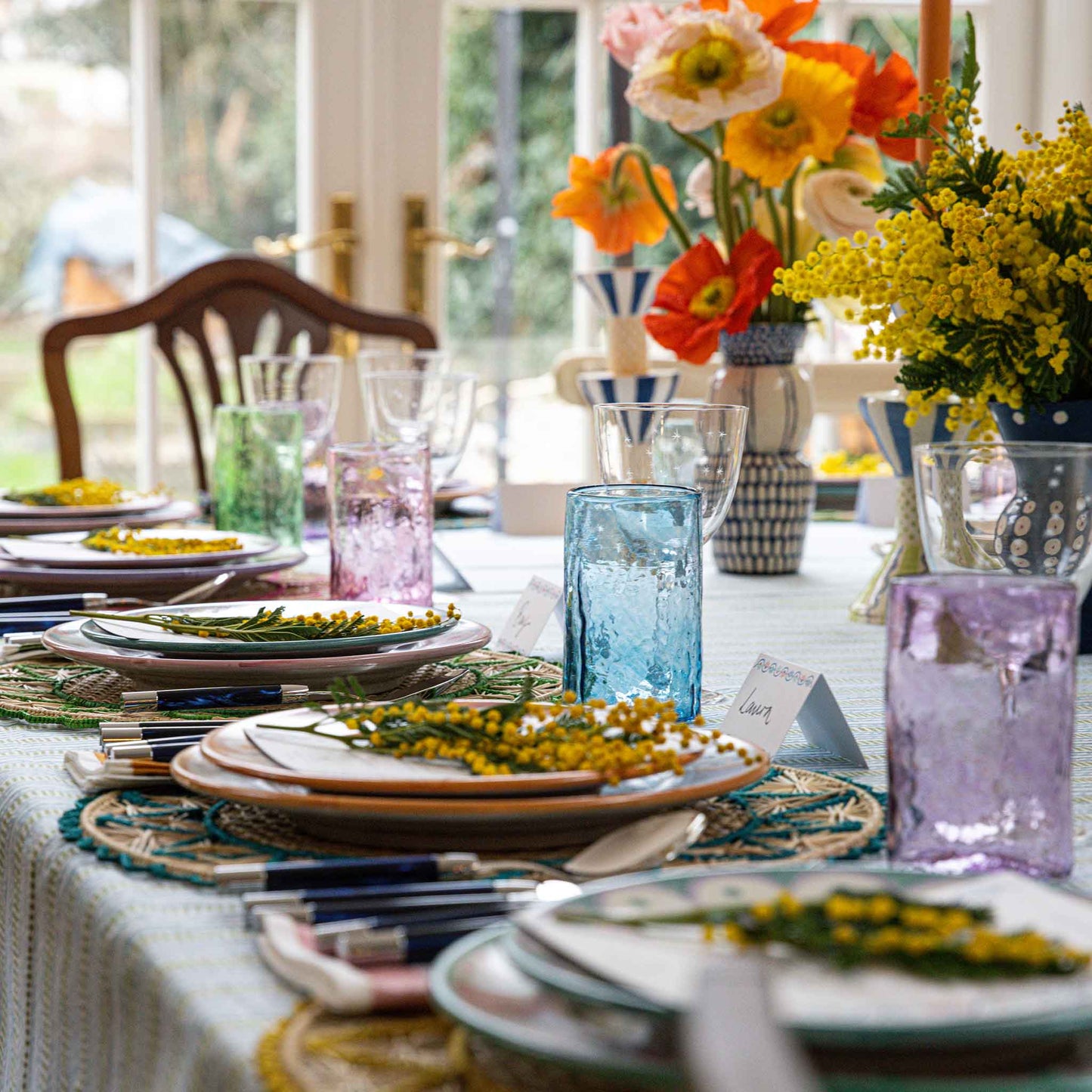 Set of 4 Handblown Mexican Glasses Purple