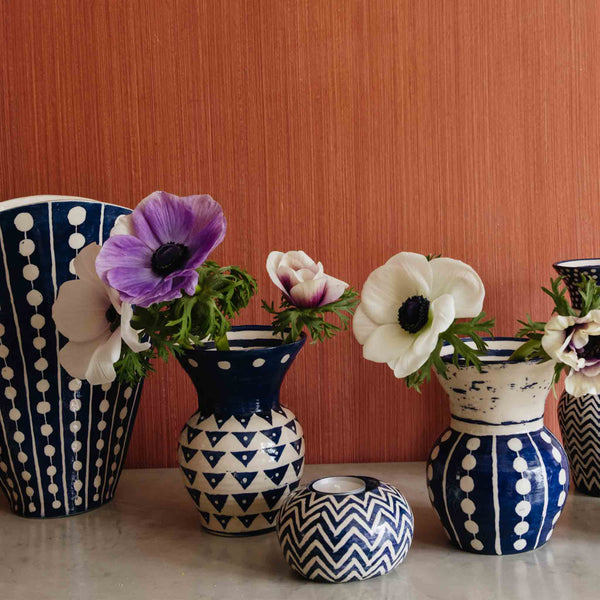 wicklewood blue and white ceramic vases