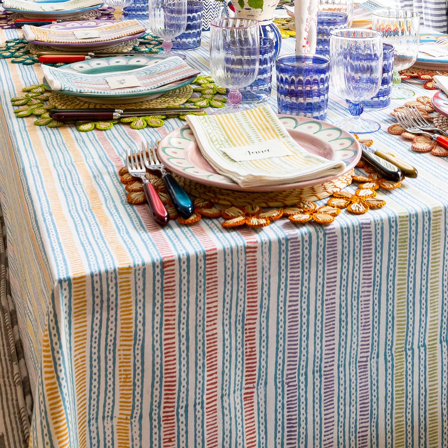wicklewood multi stripe tablecloth