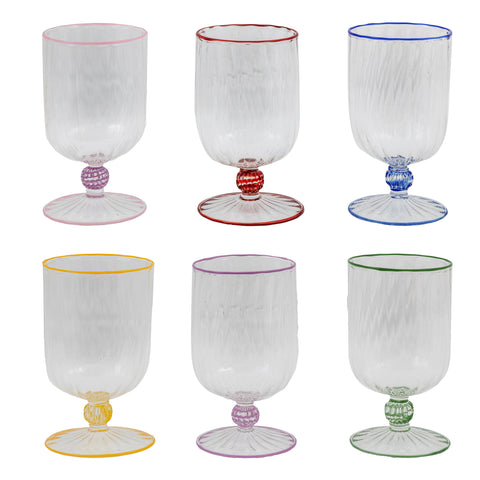 Set of 6 Short Stem Murano Glasses Multicoloured