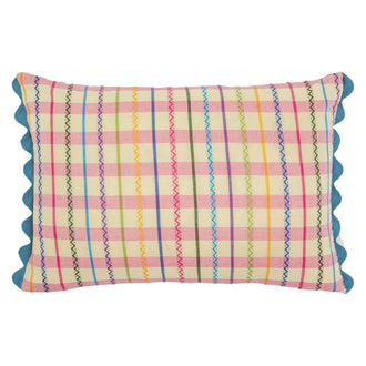 Ginny Gingham Oblong Cushion Pink