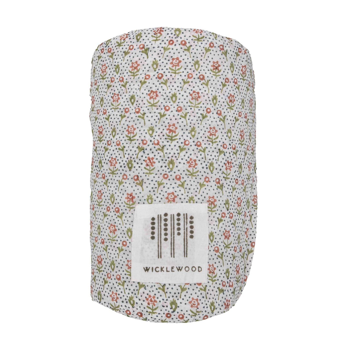 blue and pink floral hand block printed bed quilt