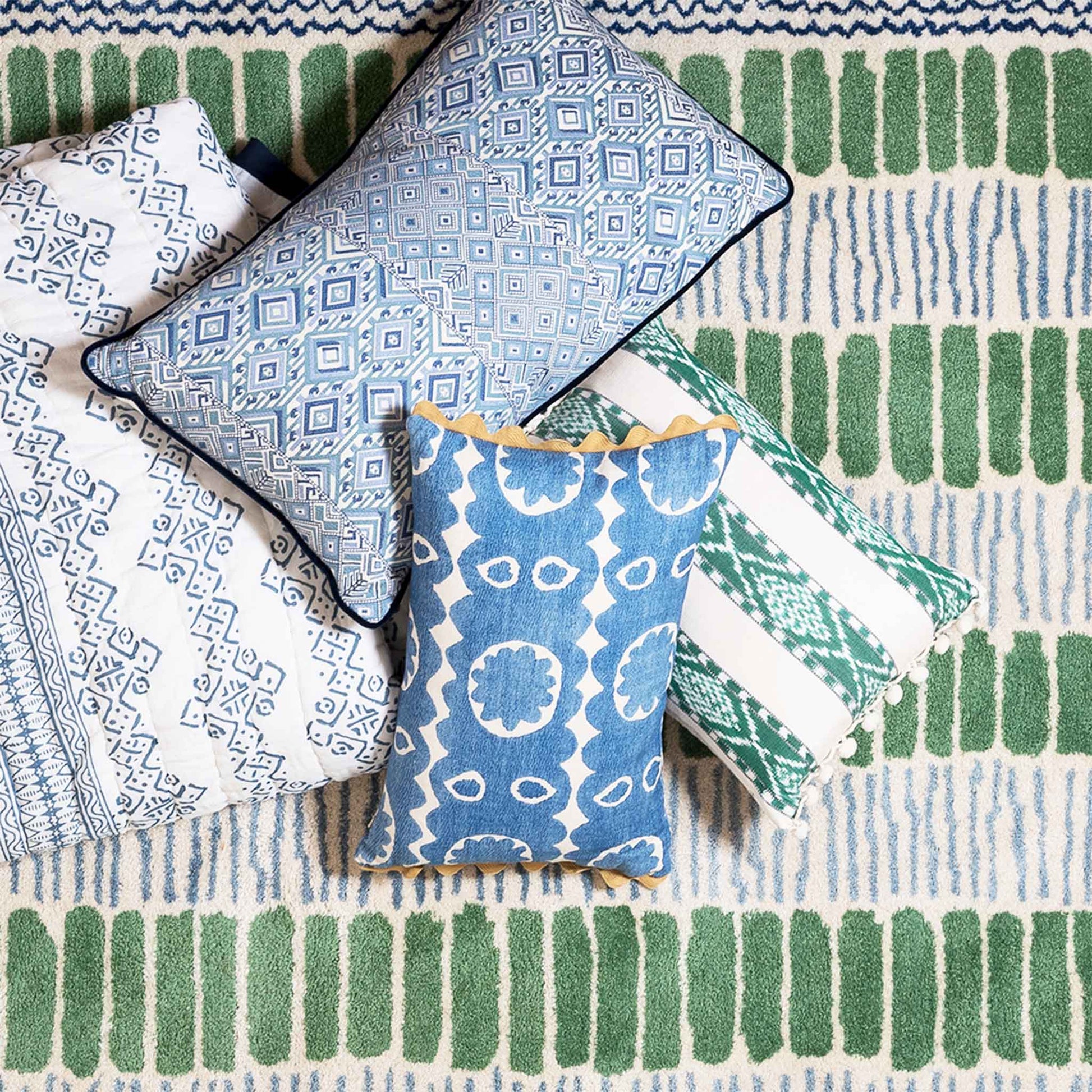 wicklewood green blue saltaire rug