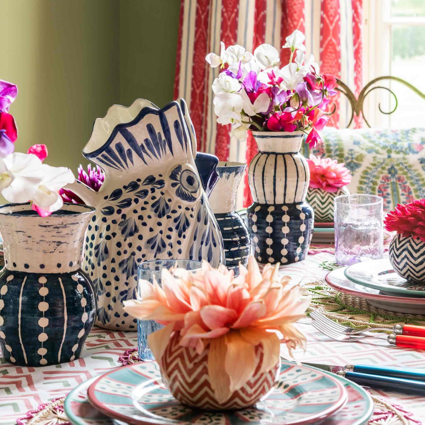Triple Layer Zig Zag Vase Indigo