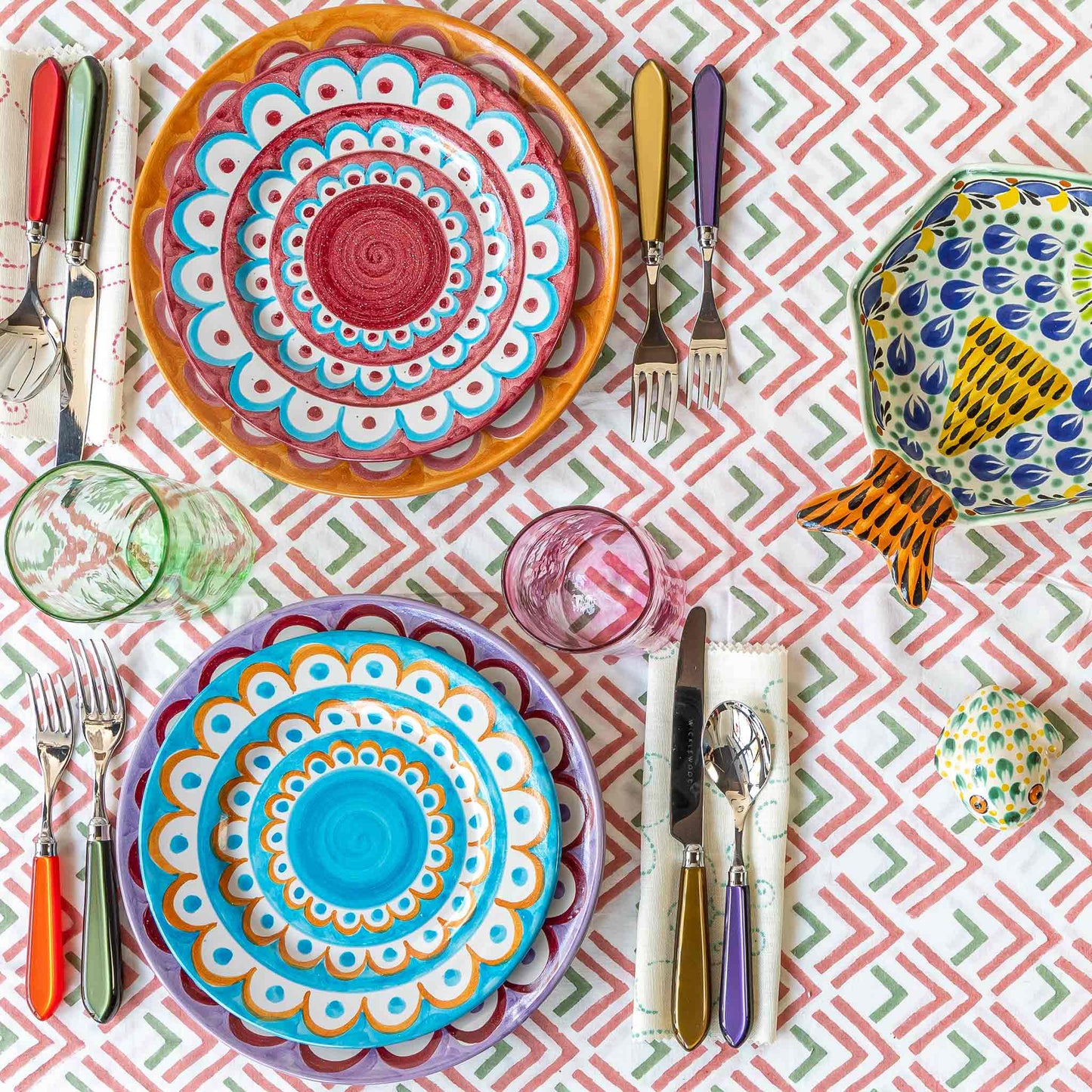 scallop multicoloured handpainted plates wicklewood
