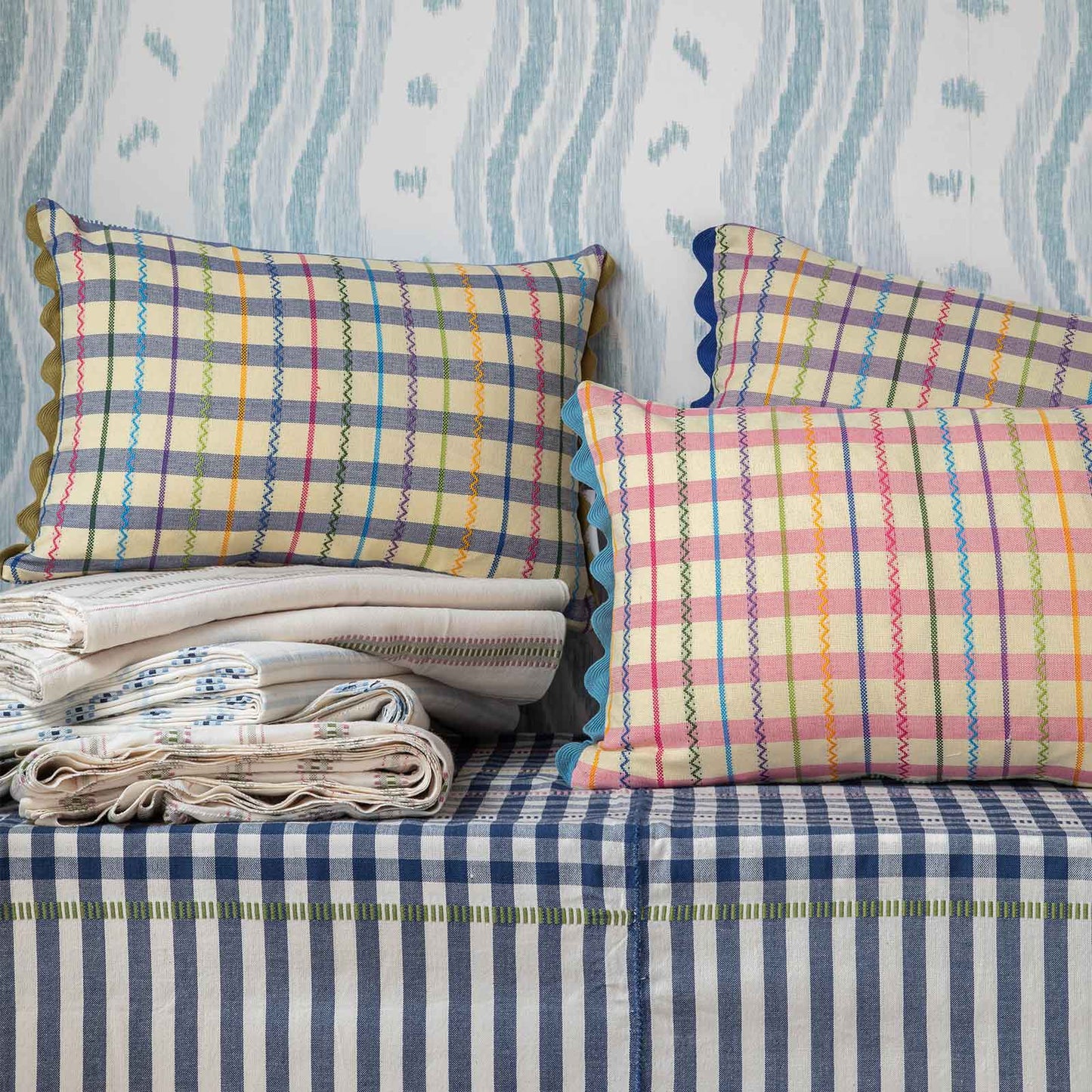 wicklewood gingham oblong cushions
