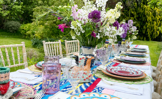 Colourful outdoor tabletop decor from Wicklewood