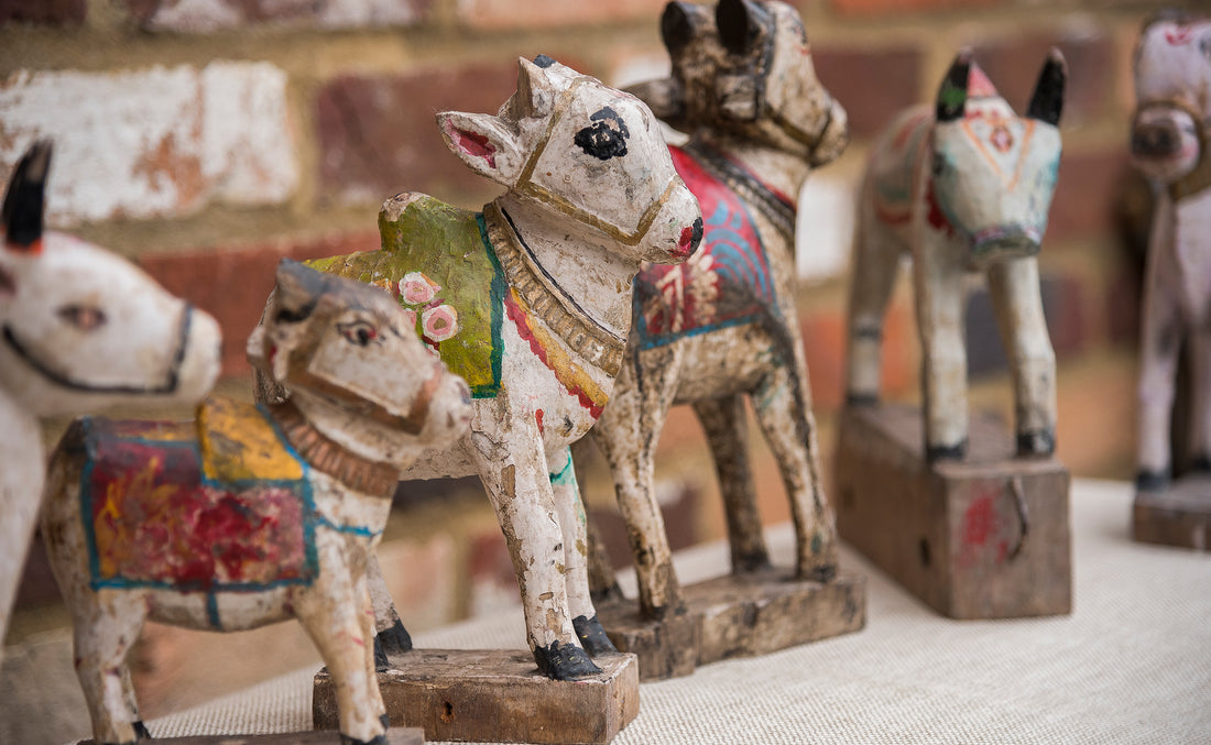 Wicklewood's new collection of vintage, one-of-a-kind Nandi Cows, collected in India and the perfect decorative accent for your home