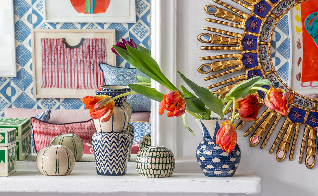 Wicklewood blue and white hand made South African ceramics are perfect to display your favourite flowers