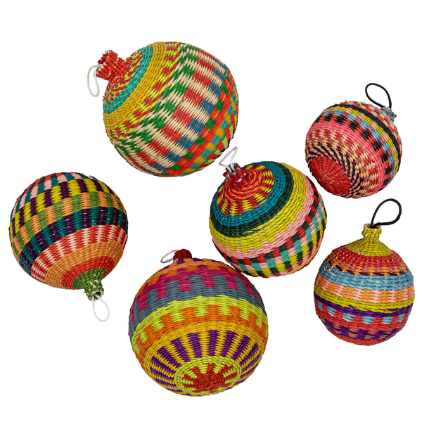 Iraca Christmas Baubles Set of 6 Multicoloured