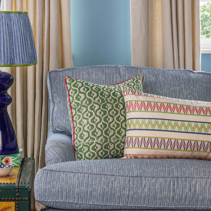 Palopo Pink Multi Oversized Oblong Cushion - Blue Back