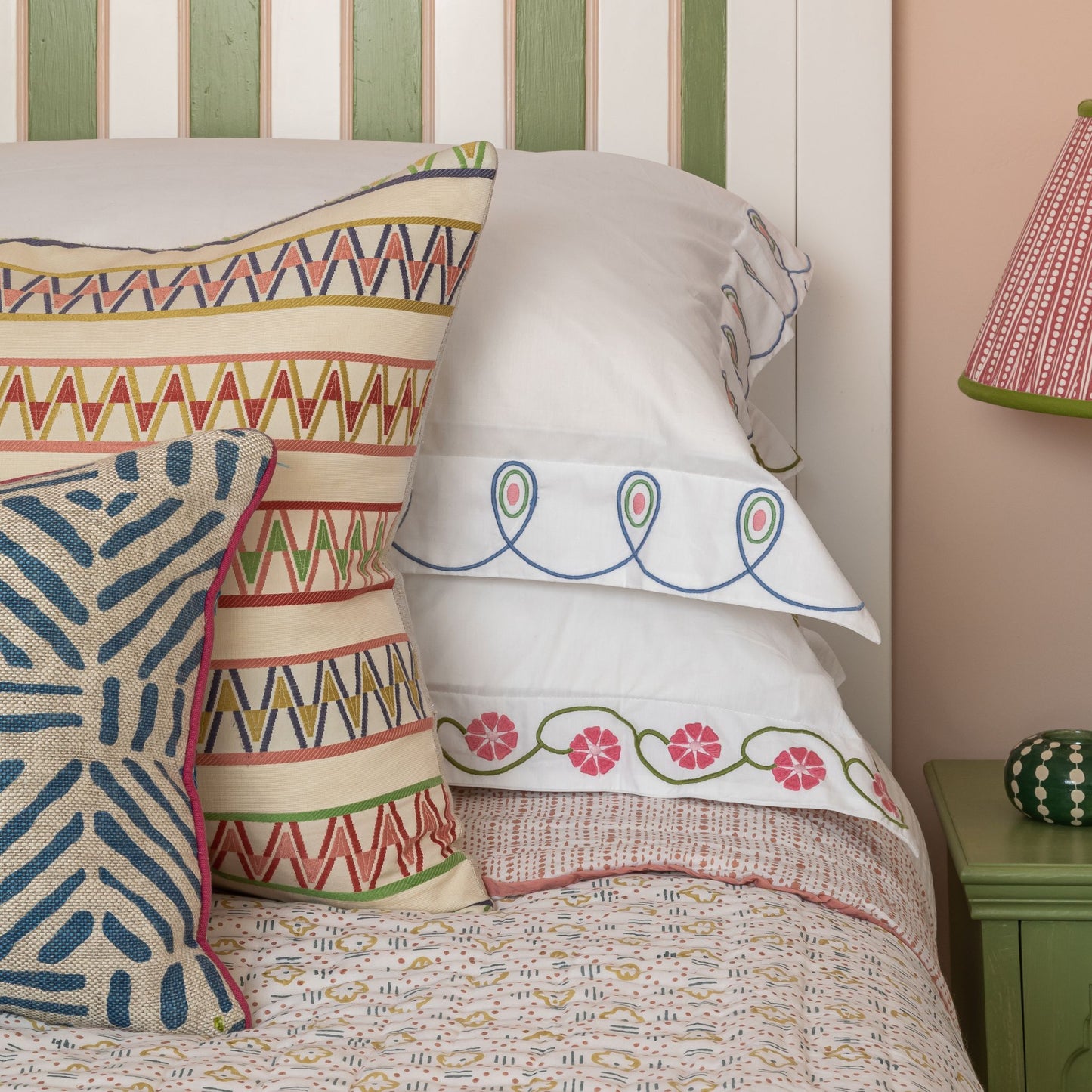 Palopo Pink Multi Square Cushion - Pink Back