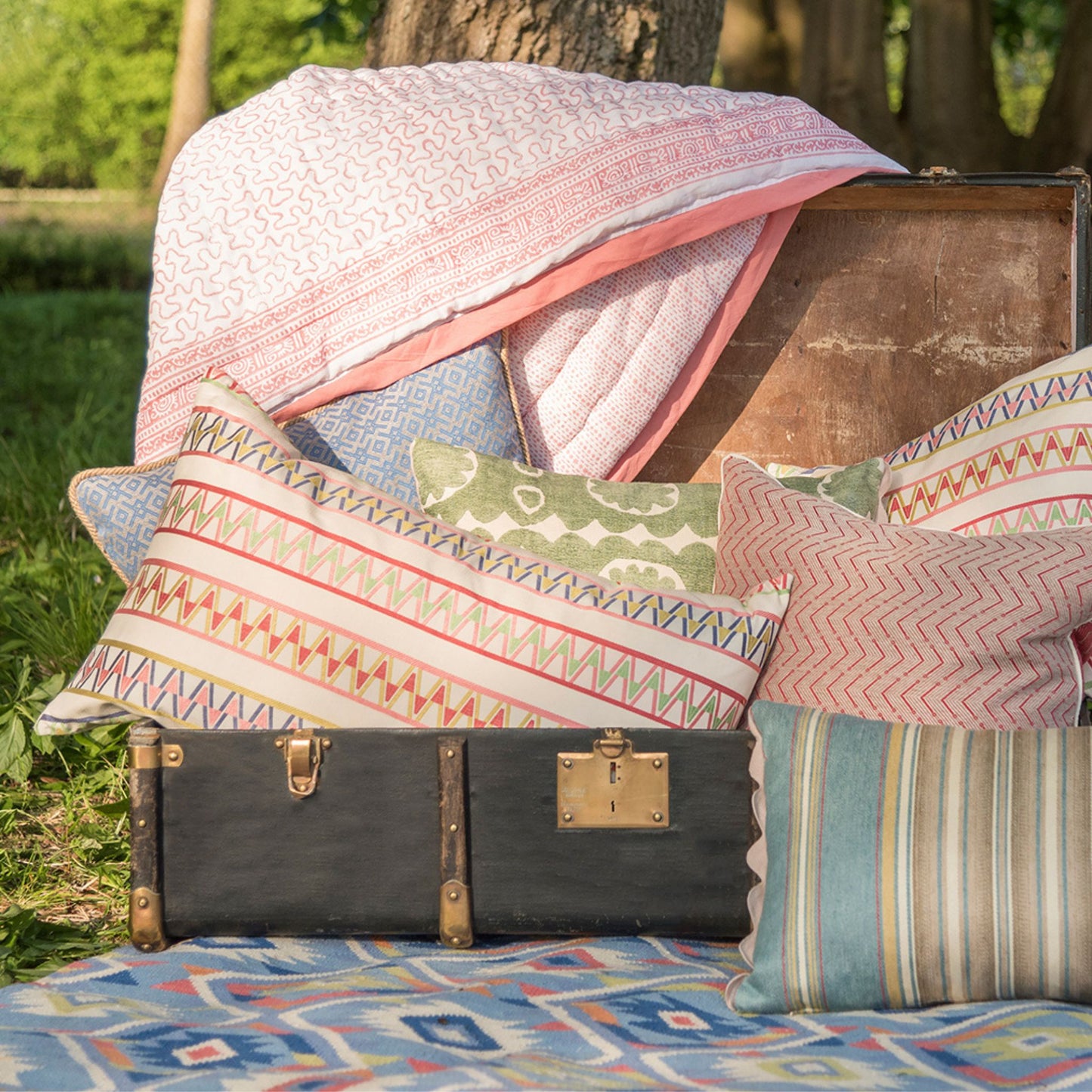 Palopo Pink Multi Oversized Oblong Cushion - Pink Back