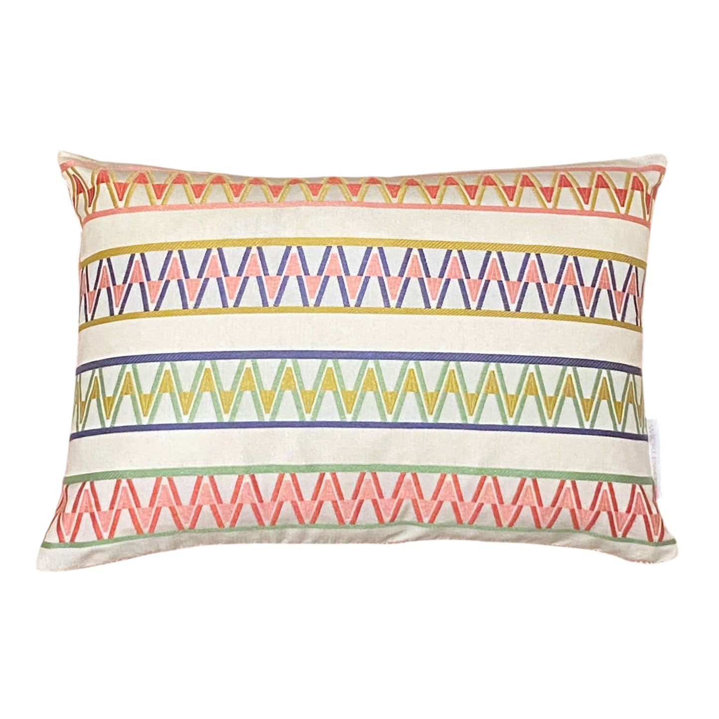Palopo Pink Multi Small Oblong Cushion - Blue Back
