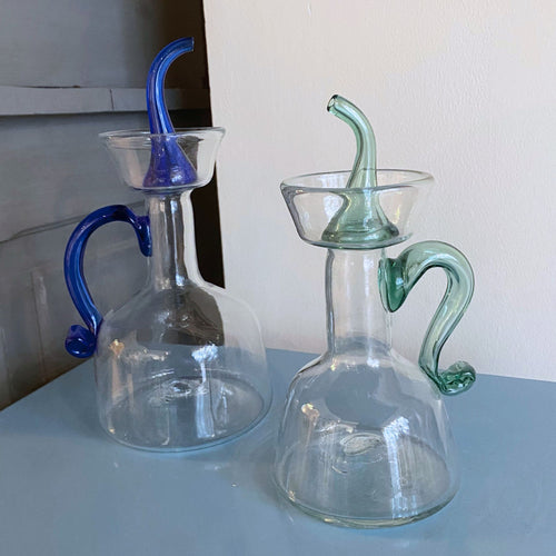 Hand-blown Medium Oil Pourer Aqua
