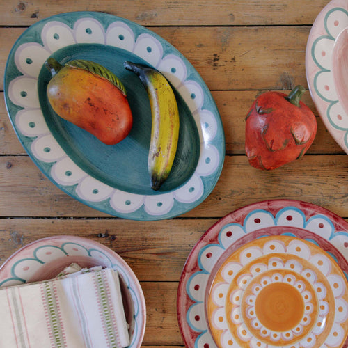 Scallop Oval Platter Green