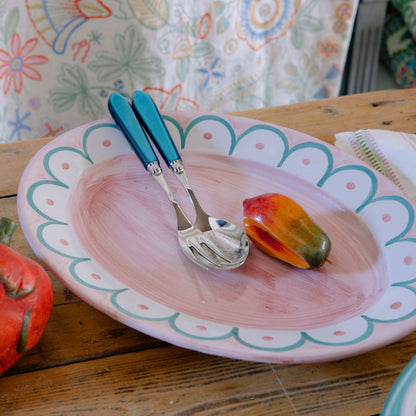 Serving Fork and Spoon Turquoise