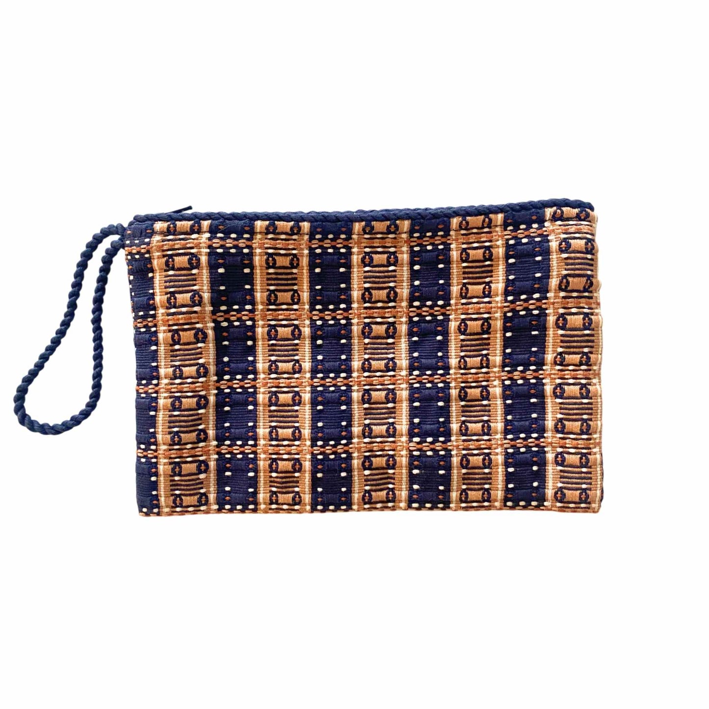 Guatemalan Handwoven Pouch Navy Brown