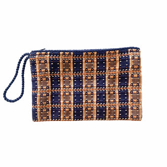 Guatemalan Handwoven Pouch Navy Brown