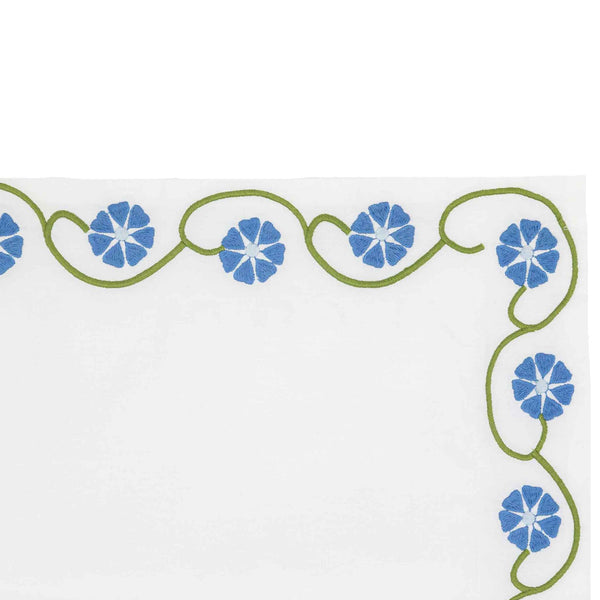 embroidered flower pillowcase blue green 