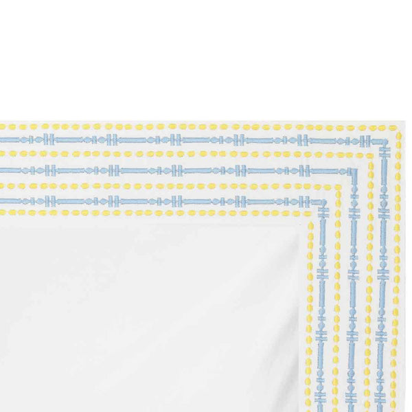 embroidered pillowcase blue yellow