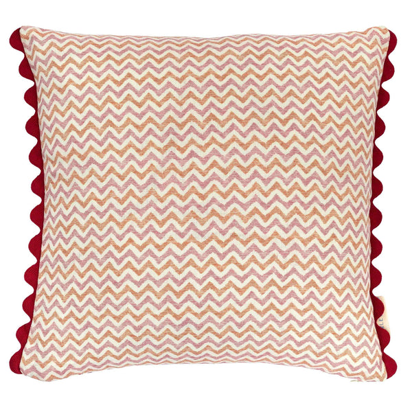 zig zag patterned cushion orange pink
