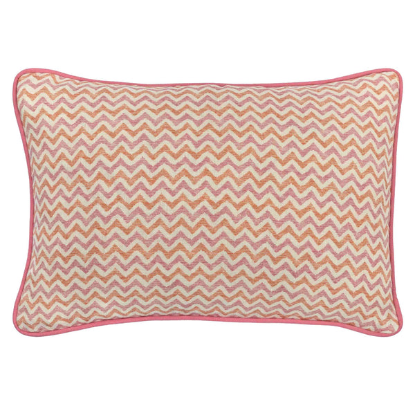 zig zag orange pink cushion pink trim