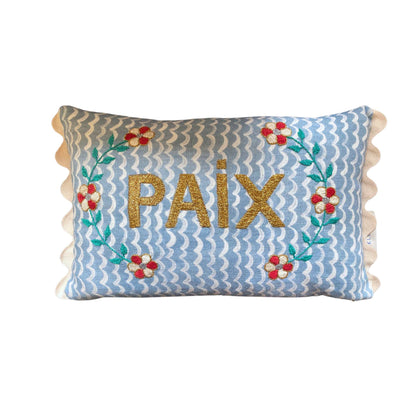 Paix Oblong Cushion Blue