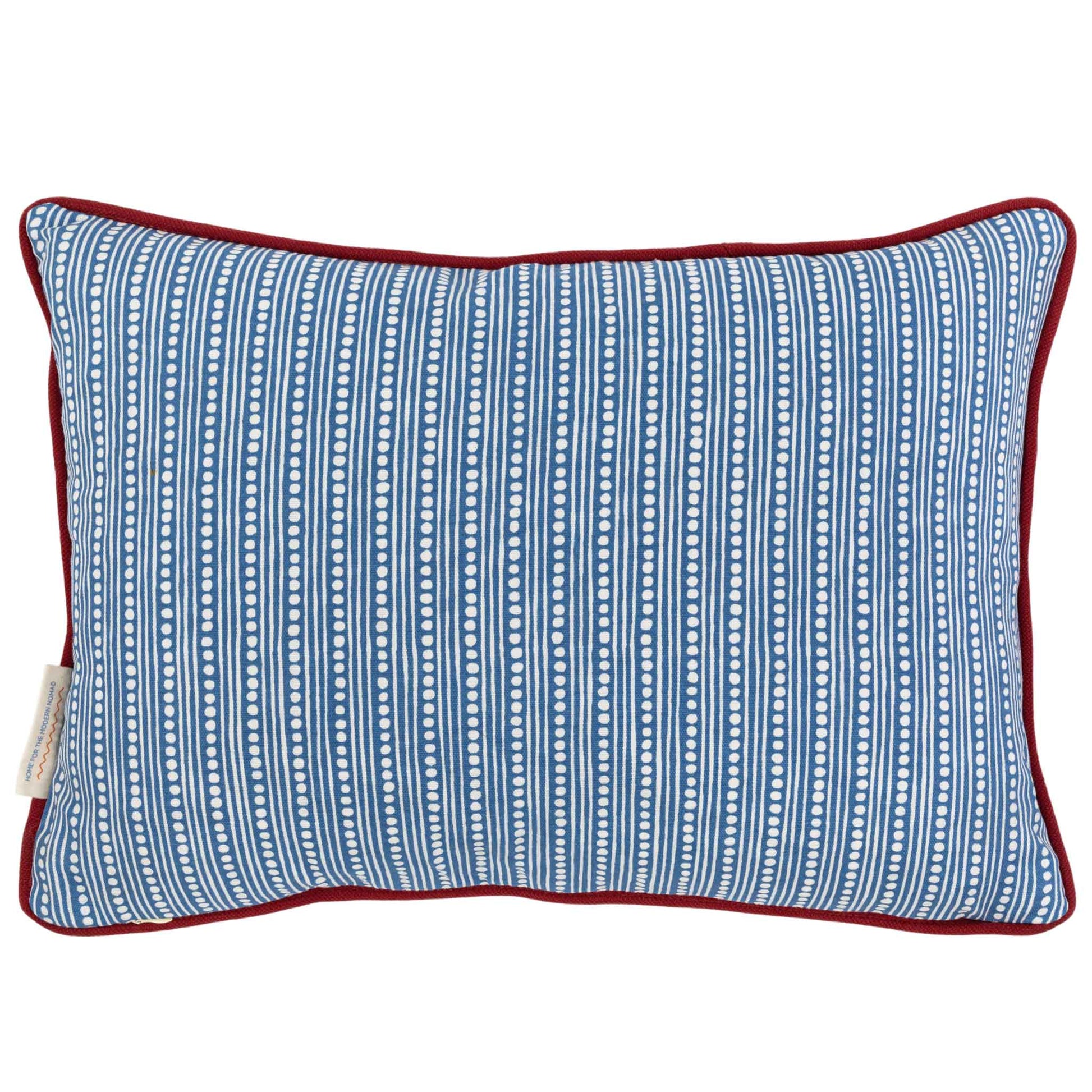 woven striped cushion red blue