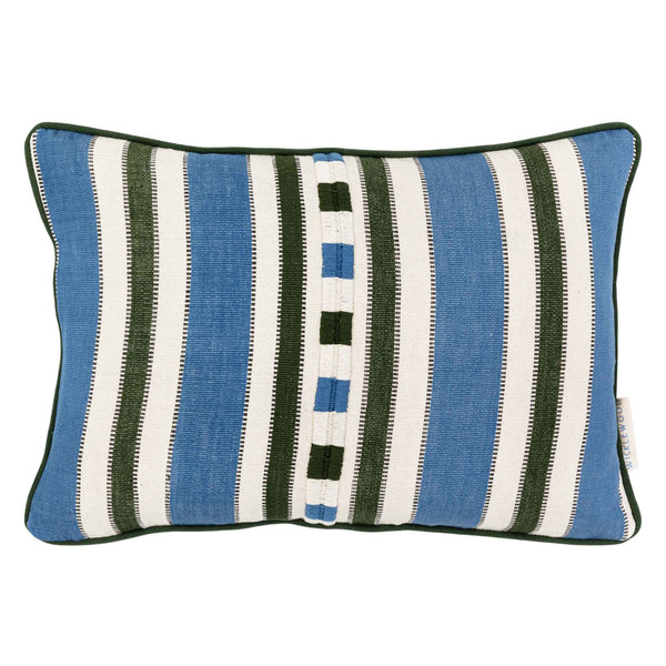 striped green blue cushion