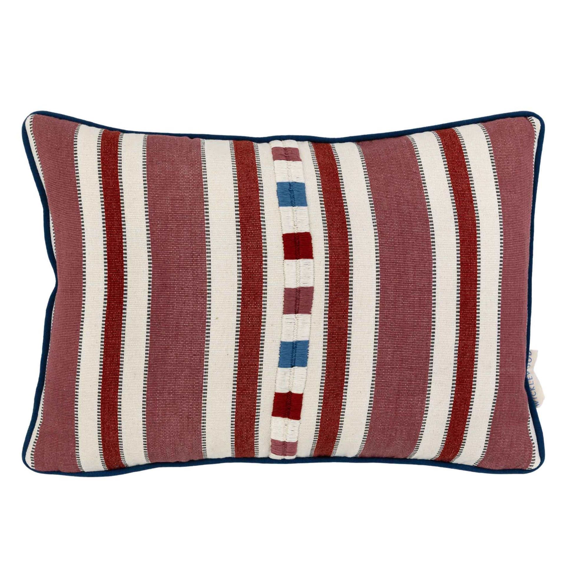 guatemalan stripe handwoven cushion pink red