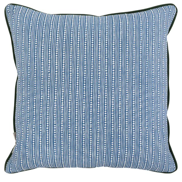 dot stripe blue white cushion