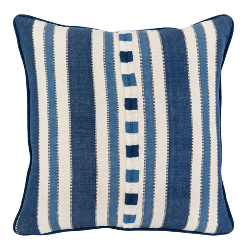 raya guatemalan stripe cushion blue