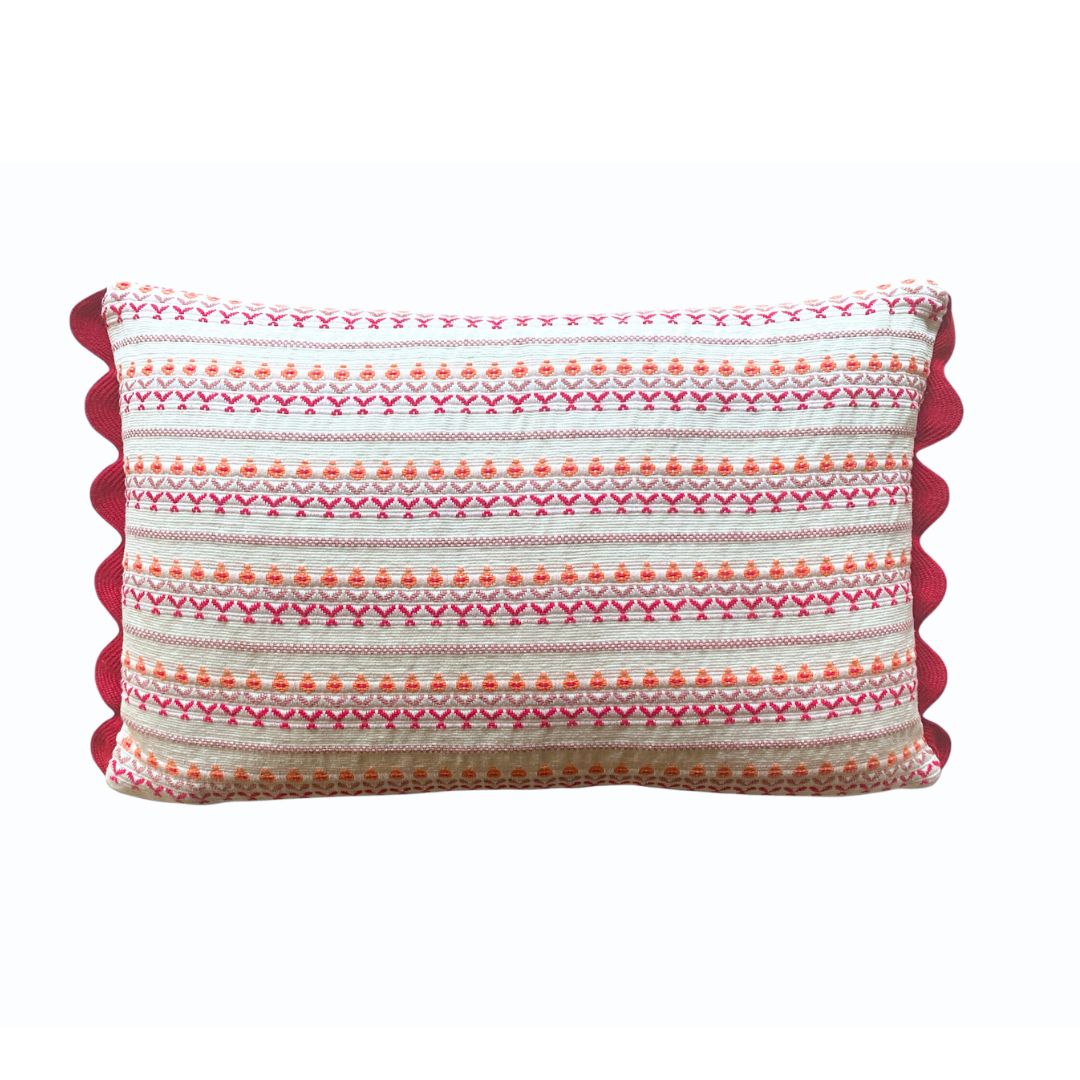 Guatemalan Flower Cushion Orange Pink