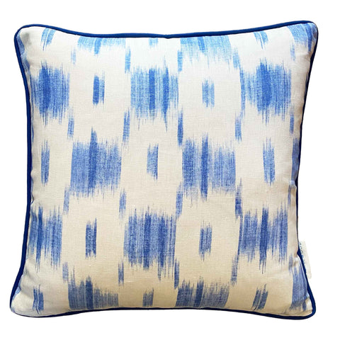Ikat Check Square Cushion Blue