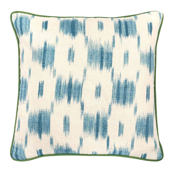 ikat blue white cushion