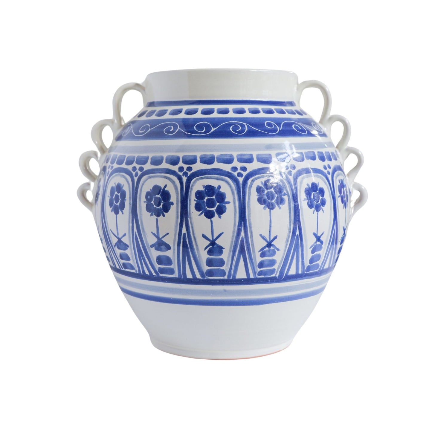 blue white mexican plant pot