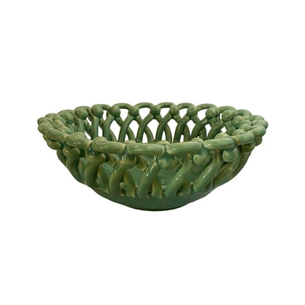 green ceramic basket made in france