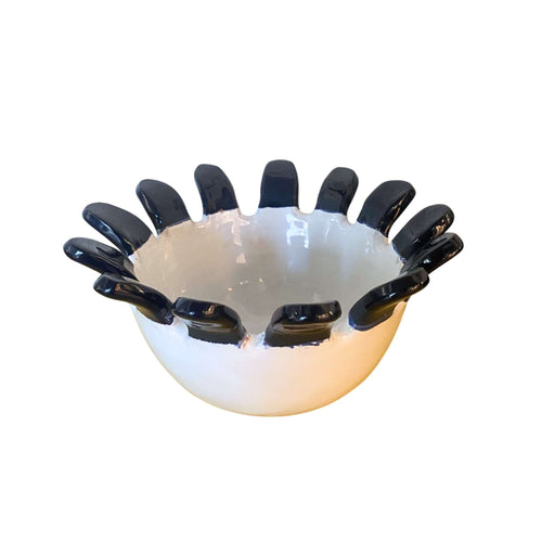 Guatemalan Medium Petal Bowl White Navy